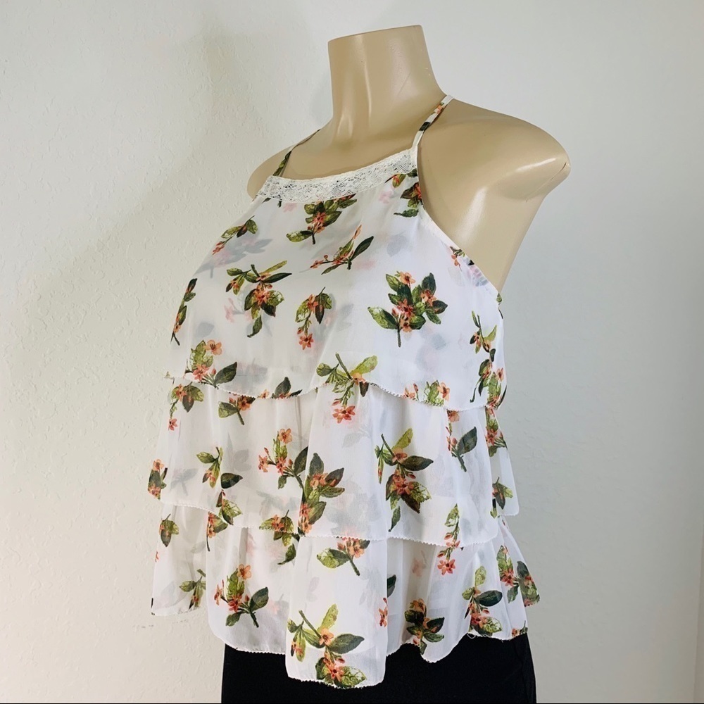 Abercrombie & Fitch Ruffle Floral Muscle Top Sz XS